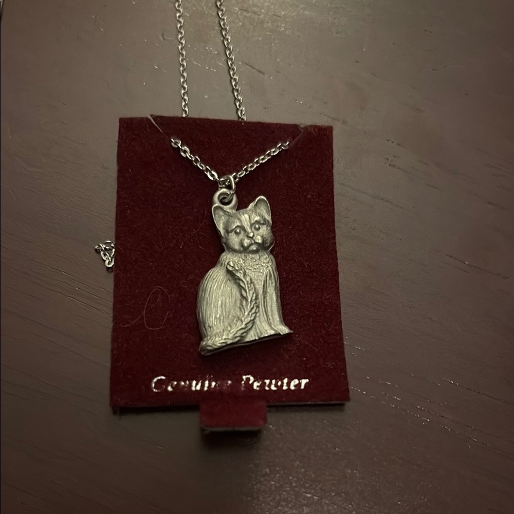 Pewter Cat Pendant Necklace